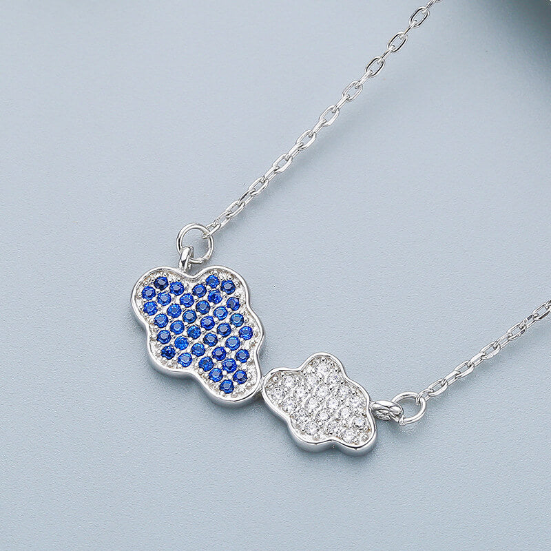 pave diamond cloud necklace silver