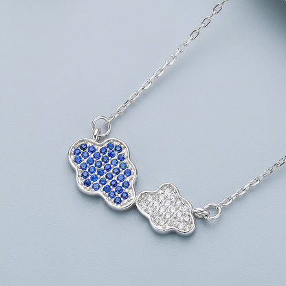 pave diamond cloud necklace silver