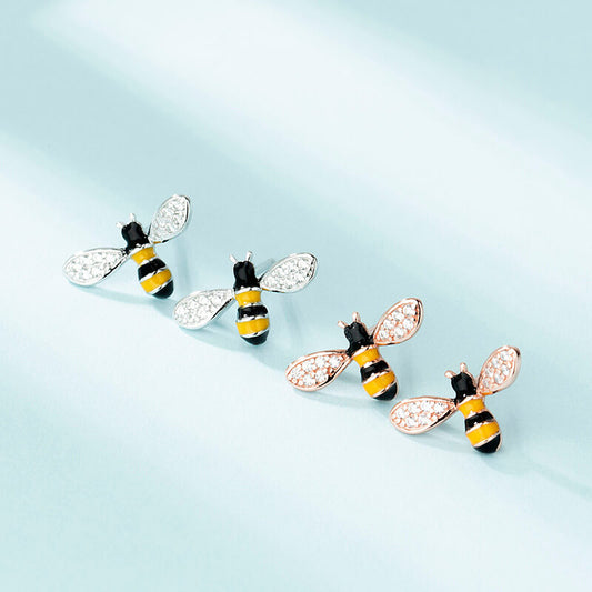 bee earring silver