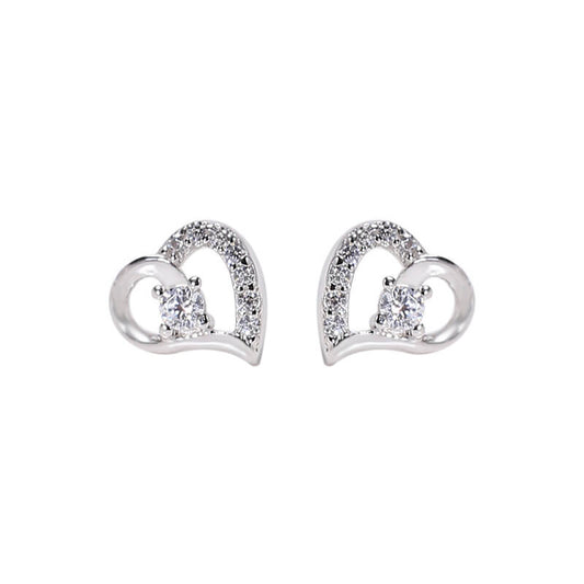 heart diamond stud earrings for women