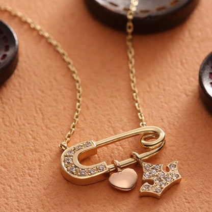 diamond safety pin pendant