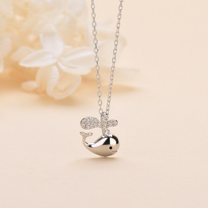 silver whale pendant necklace