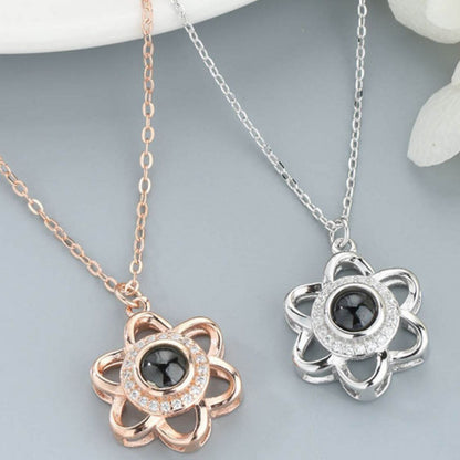 Understated Silver Flower Message Necklace

