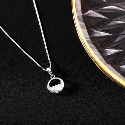 Silver Zirconia Half Circle Female Necklace