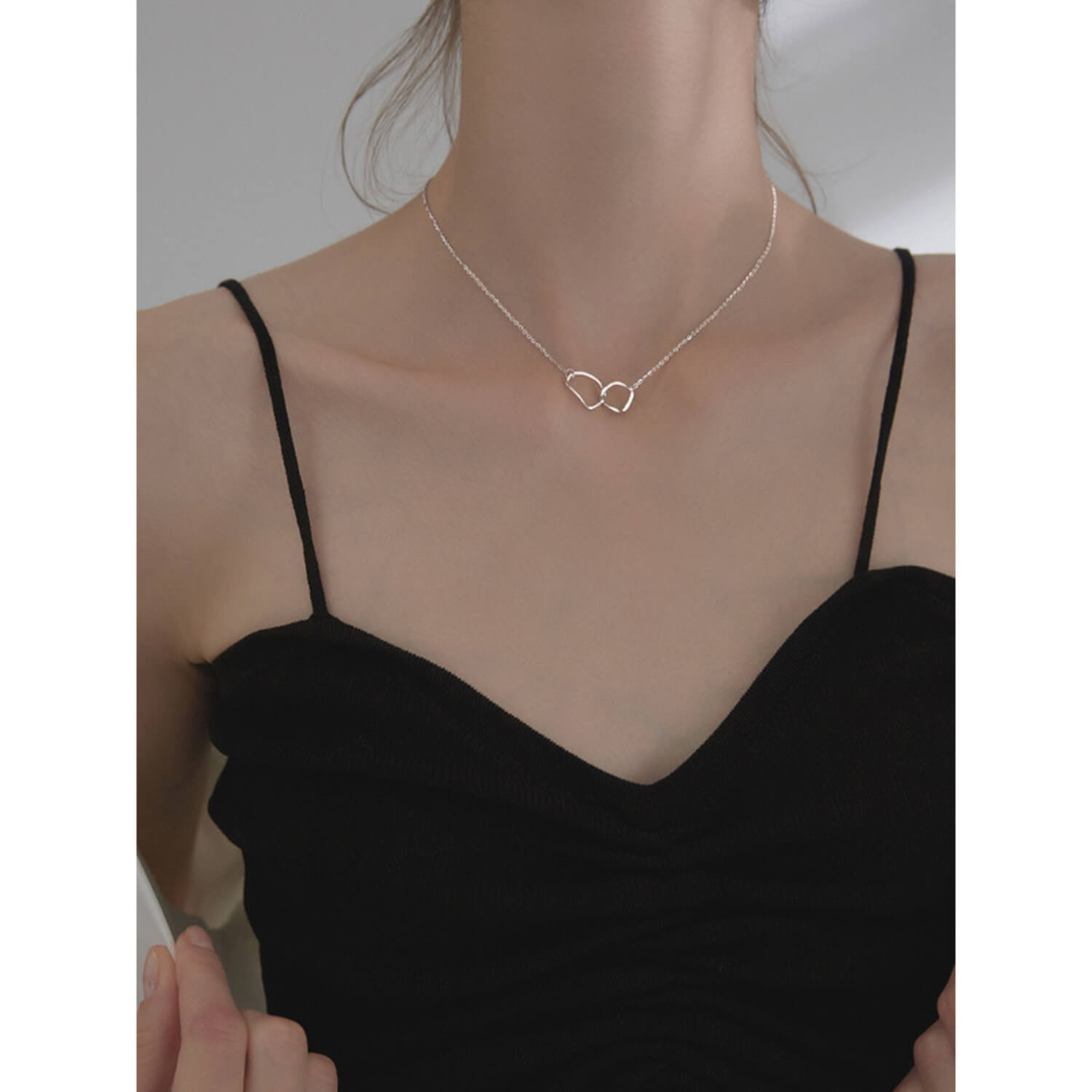 interlocking ring necklace SILVER