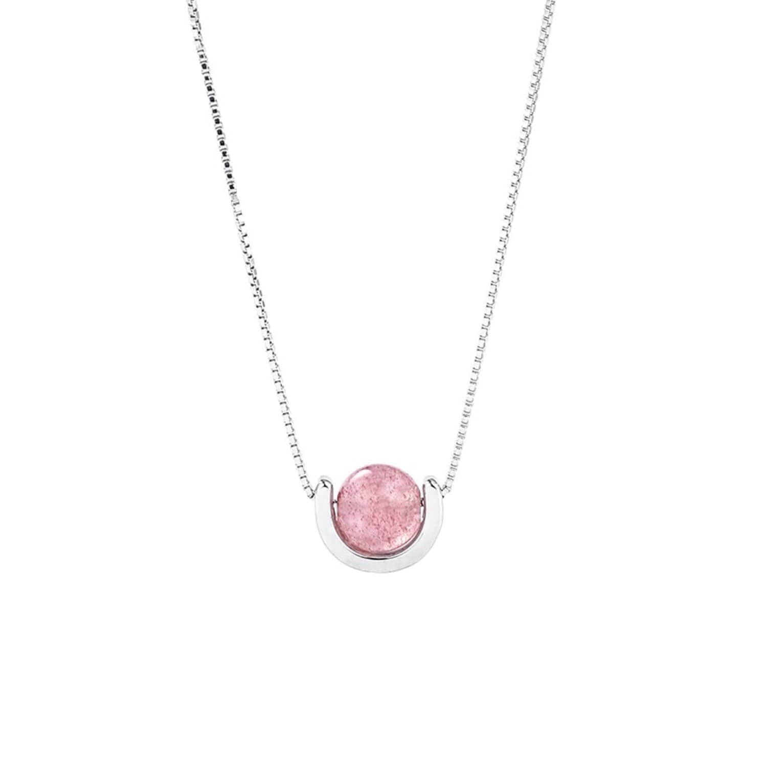 strawberry quartz cherry necklace silver