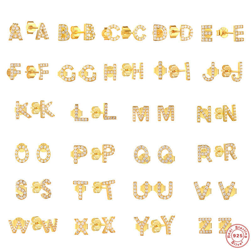 925 Sterling Silver Alphabet earring