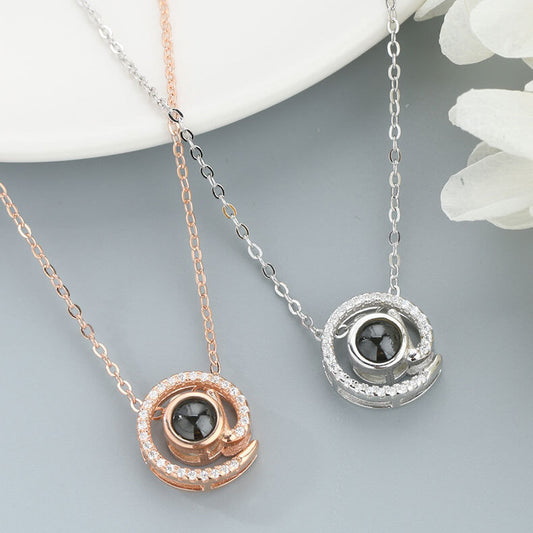 silver necklace @ shape necklace