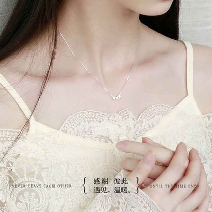 Silver Trio Square Pendant Female Necklace