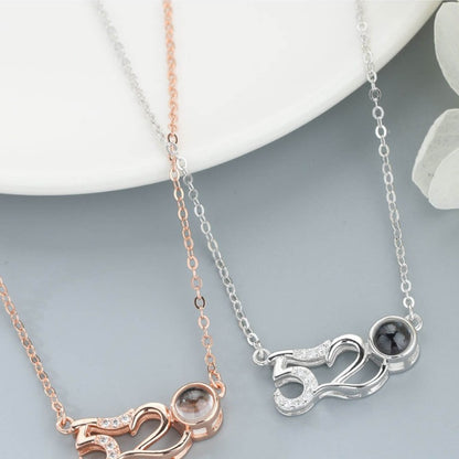 silver photo projection necklace Rose Gold Circle Projection Charm

