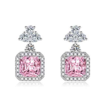 925 Sterling Silver Yellow Cushion-Cut Earrings for Women