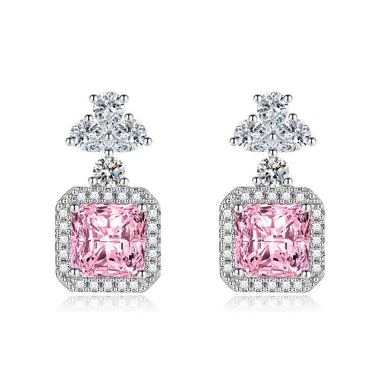 925 Sterling Silver Yellow Cushion-Cut Earrings for Women