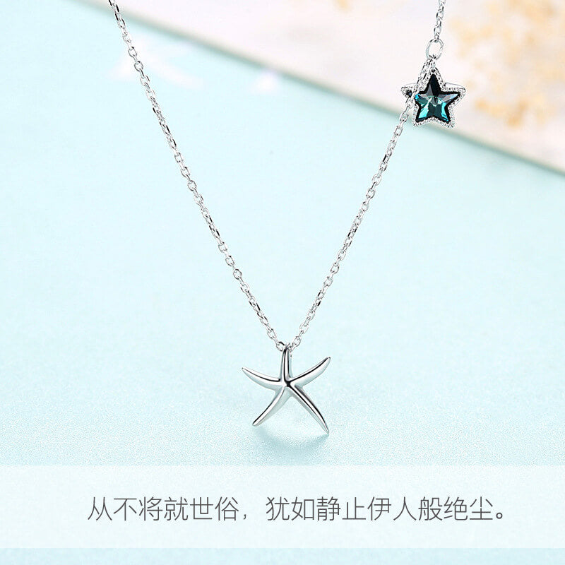 starfish necklace?sterling silver with blue star pendant