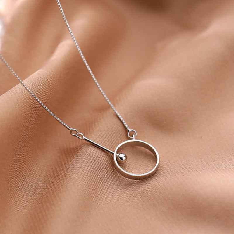 925 sterling silver Minimalist Silver Circle Pendant Necklace