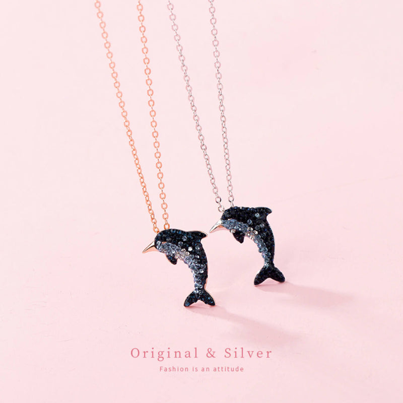 Charming Dolphin Solitaire Necklace

