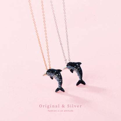 Charming Dolphin Solitaire Necklace

