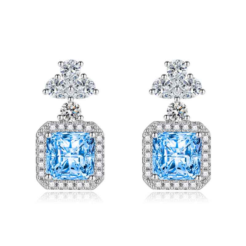 925 Sterling Silver Yellow Cushion-Cut Earrings for Women