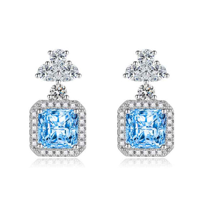 925 Sterling Silver Yellow Cushion-Cut Earrings for Women
