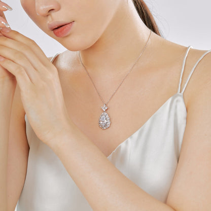 Cascading Pear and Round Stone Necklace

