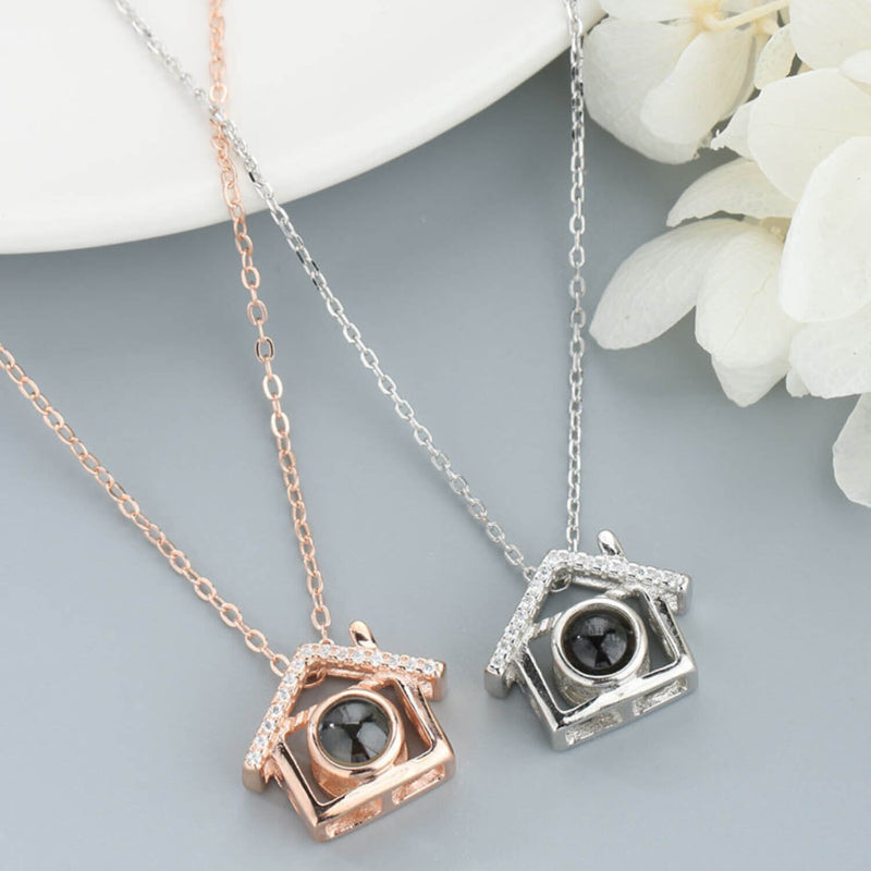 Pave-Set Roof House Pendant Necklace

