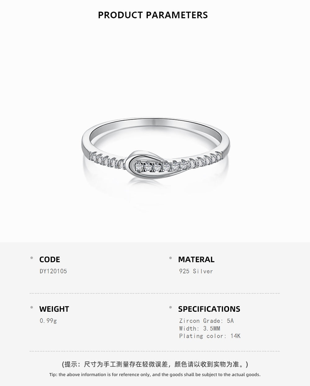 single row diamond ring using silver