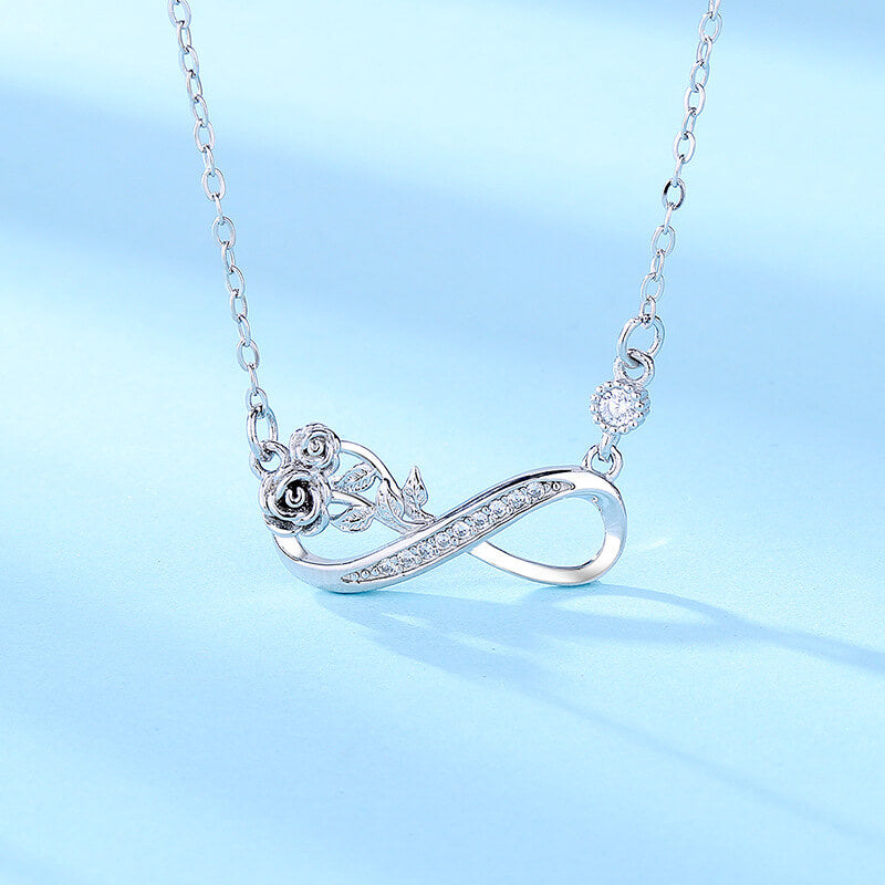 rose gold infinity necklaces for women