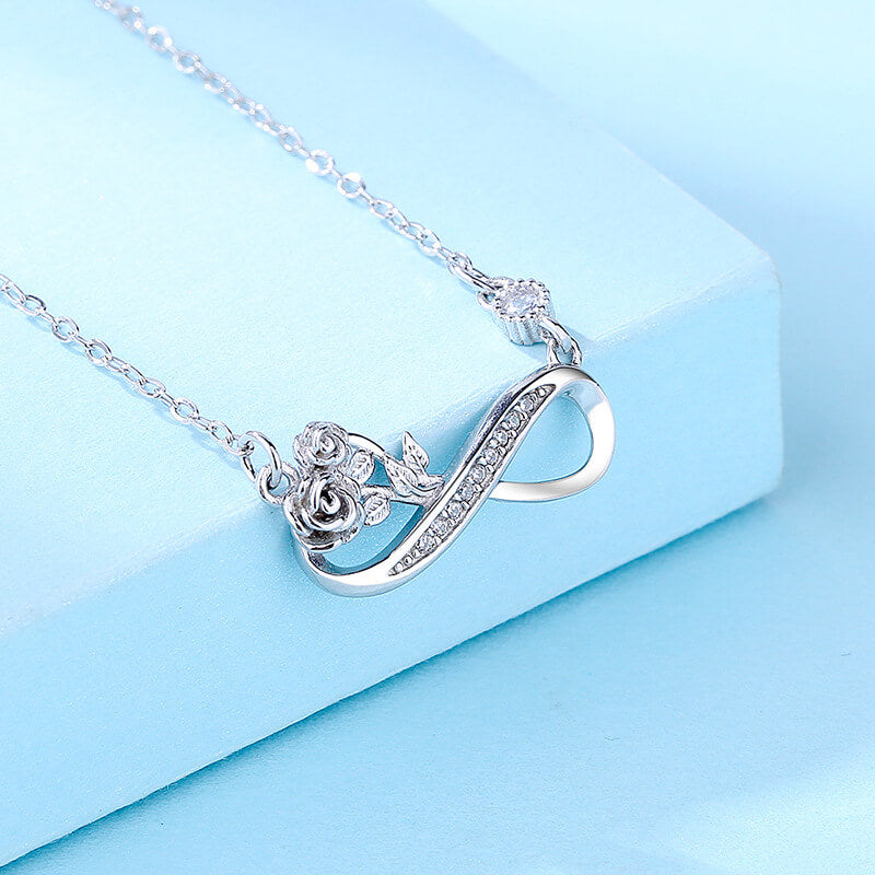 sterling silver rose gold infinity necklace for women