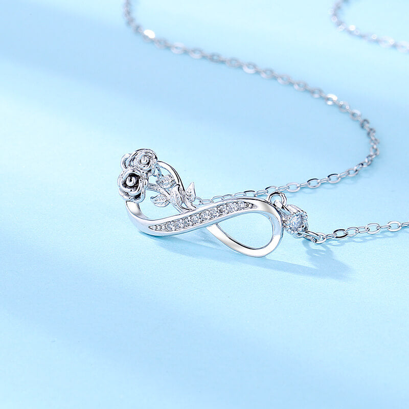 rose flower infinity necklace