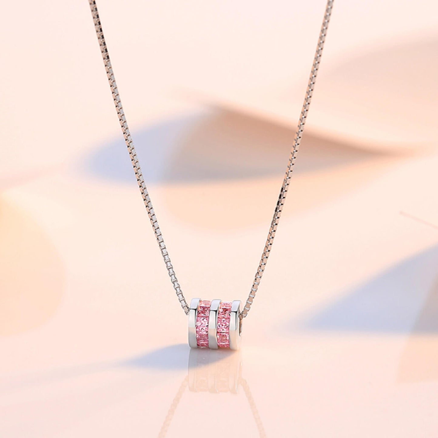 pink diamond cylinder necklace