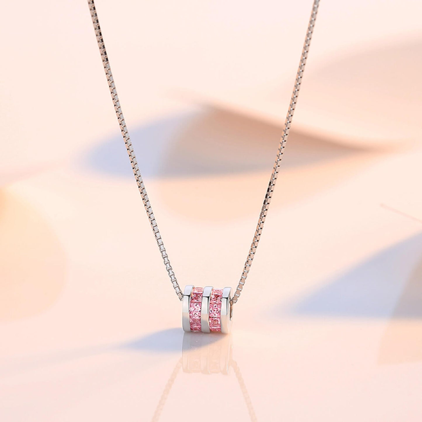 pink diamond cylinder pendant necklace