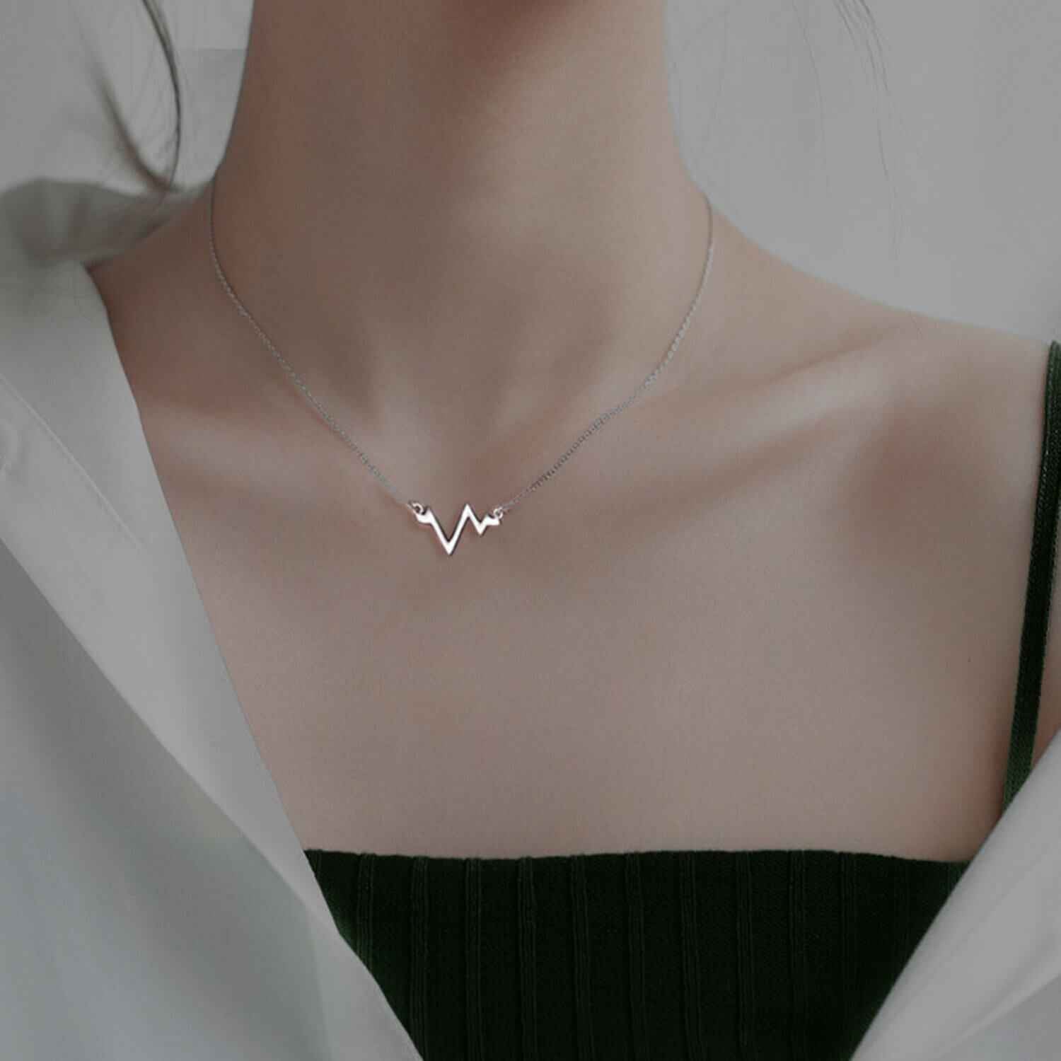 simple heartbeat necklace