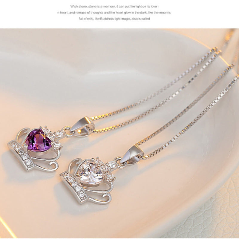 so nice sterling silver diamond crown necklace