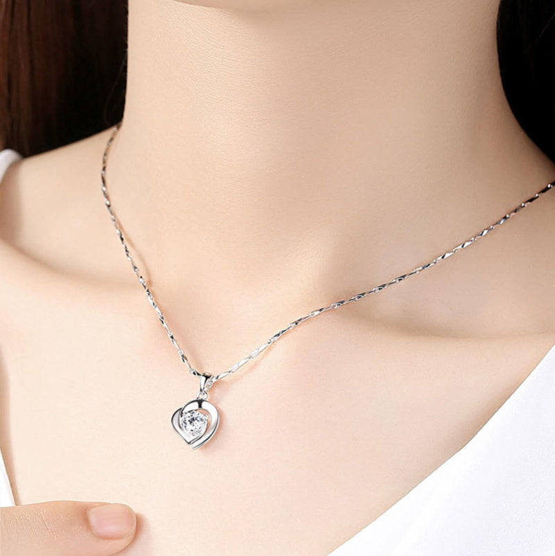 silver heart diamond pendant uk