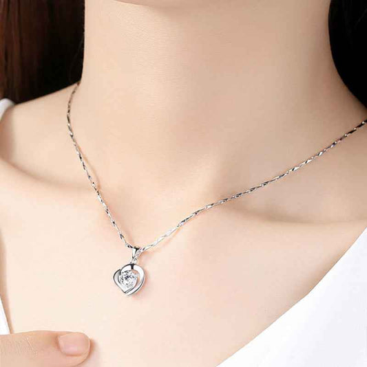 silver heart diamond pendant
