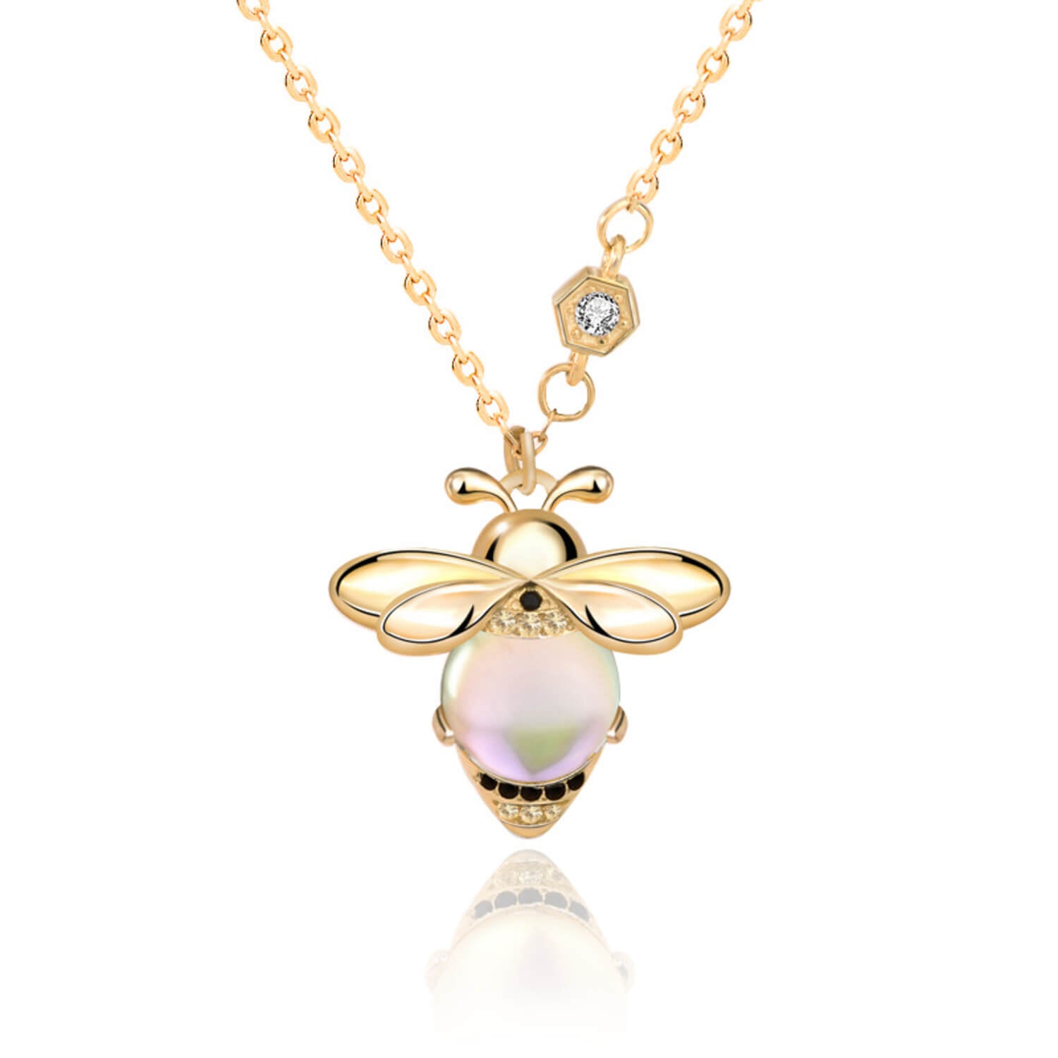 pearl bee necklace silver
