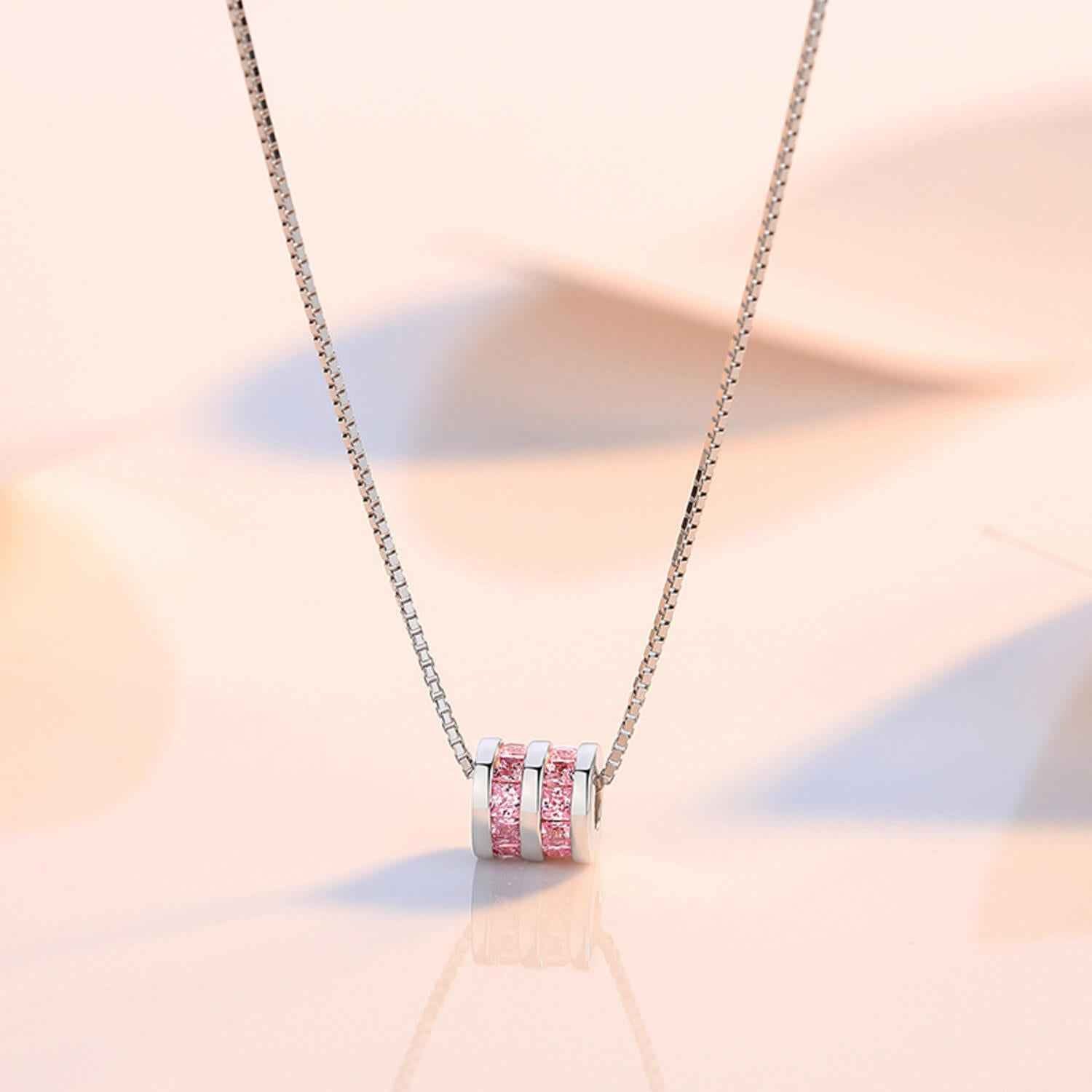 pink cylinder necklace