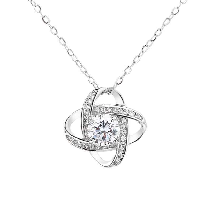 zirconia clover necklace