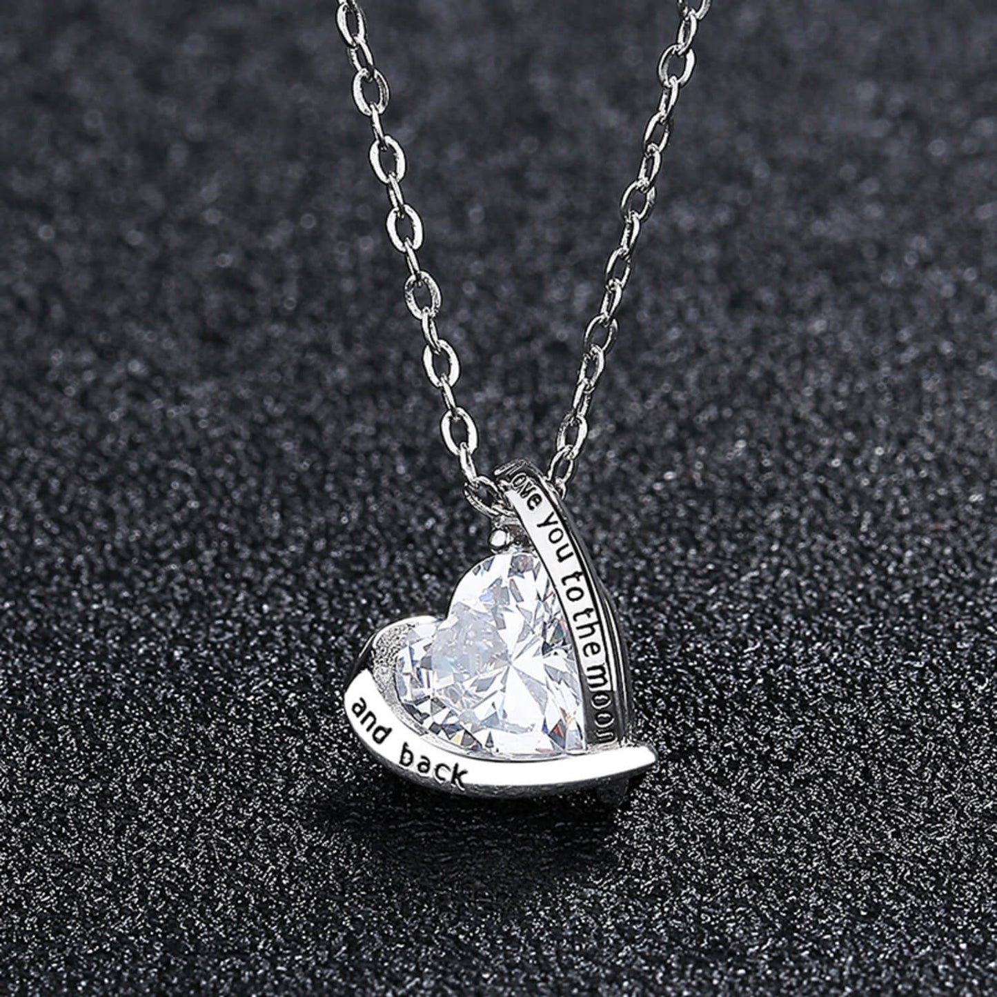 I love you to the moon and back pendant silver
