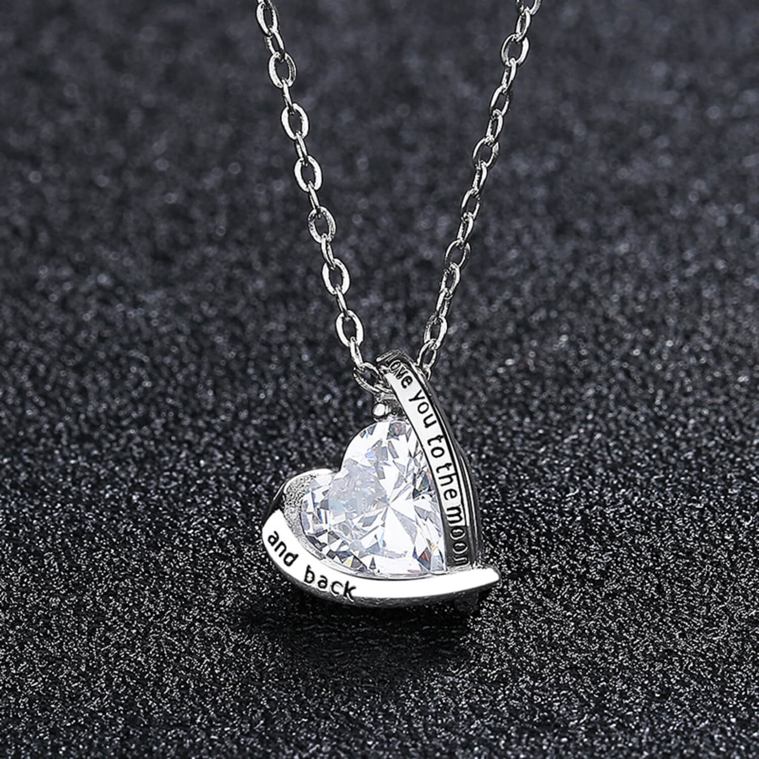I love you to the moon and back pendant silver