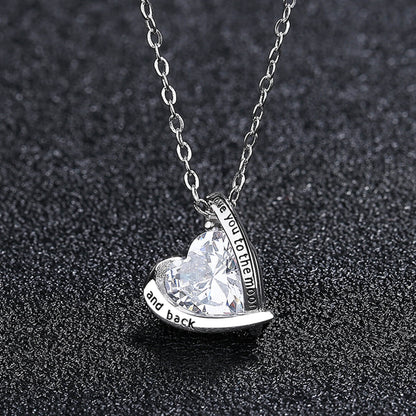 I love you to the moon and back pendant silver