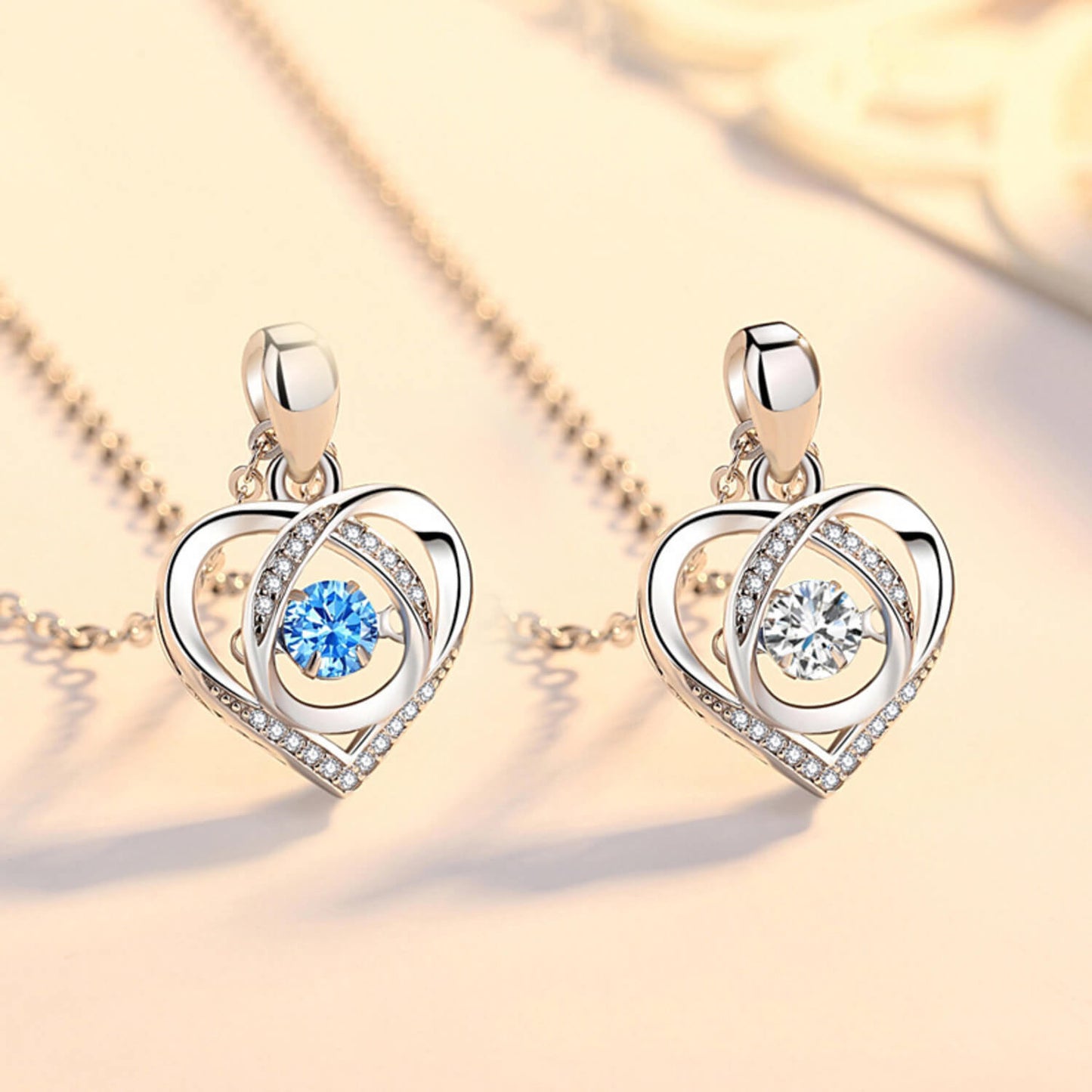 unique heart necklace blue crystal