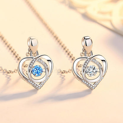 unique heart necklace blue crystal