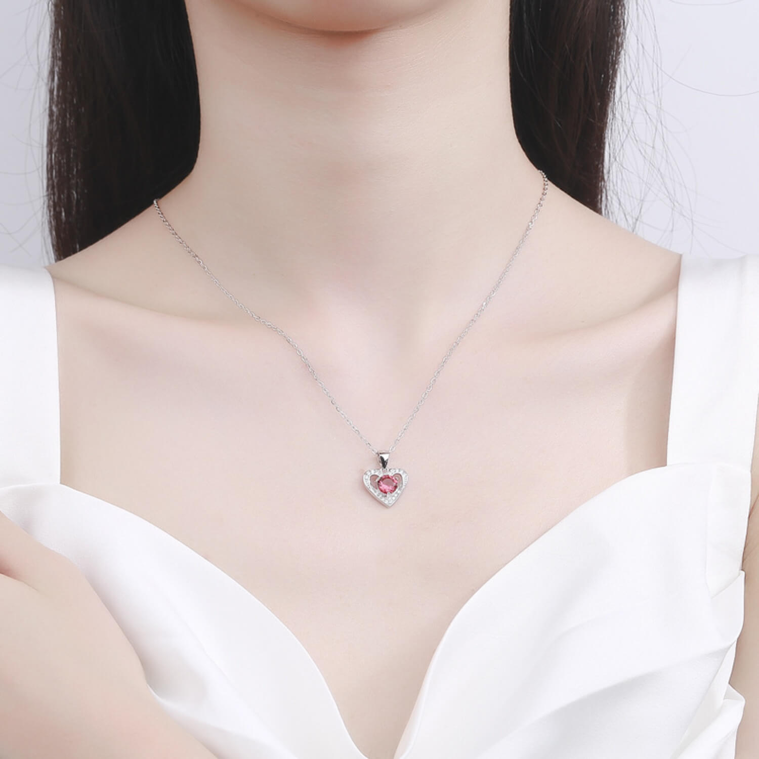 red garnet heart necklace
