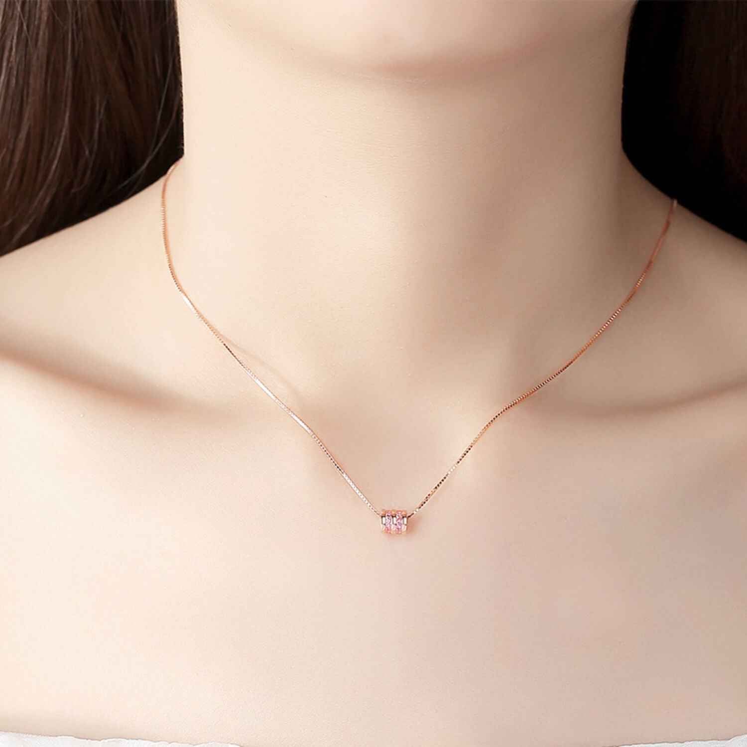 pink cylinder necklace