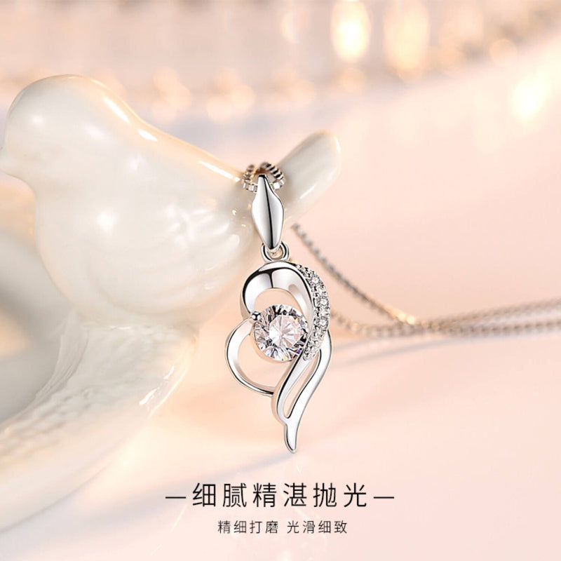 polished silver heart necklace