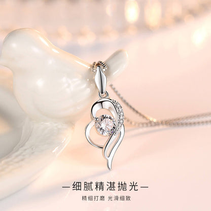 polished silver heart necklace
