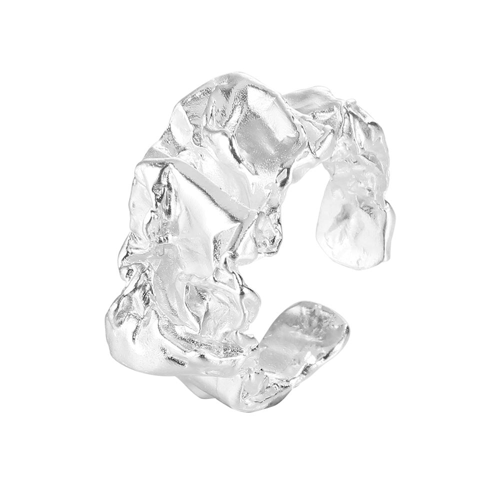 wrikled textured ring white gold color