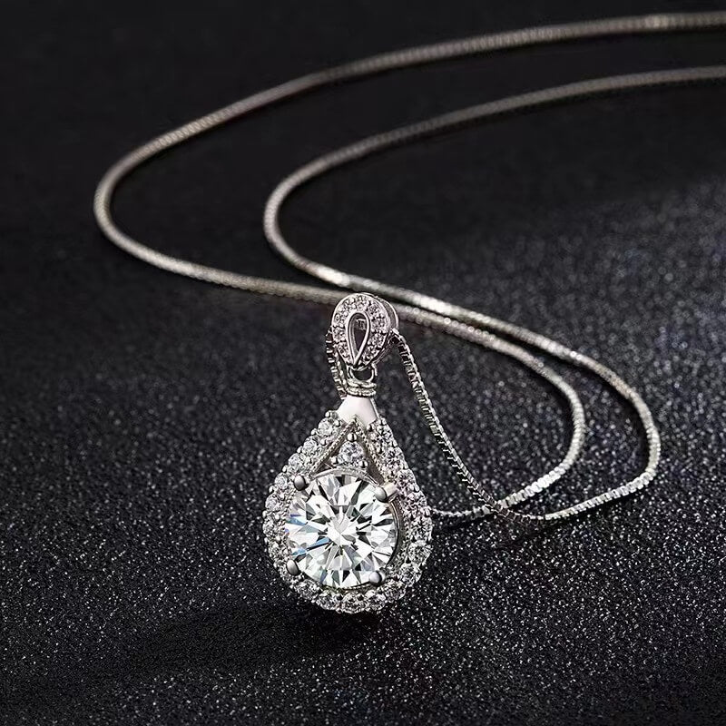teardrop diamond necklace silver