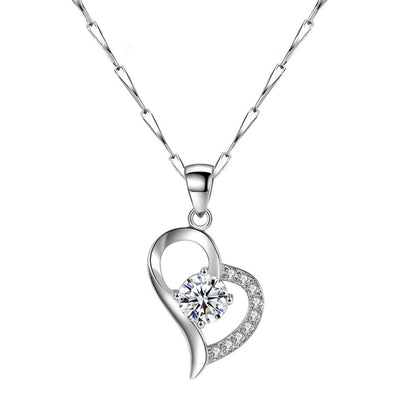 diamond heart necklace sterling silver