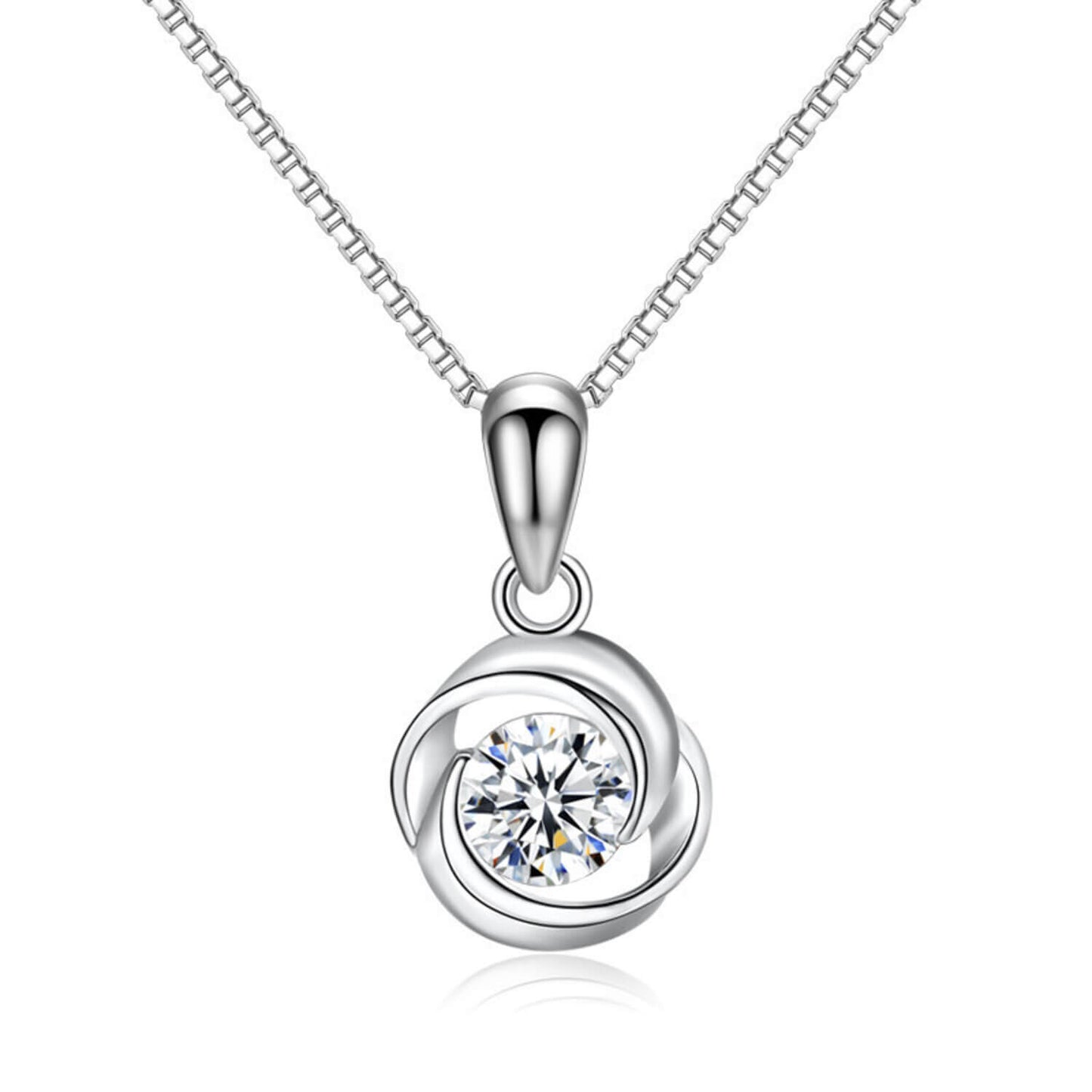 solitaire diamond clover necklace